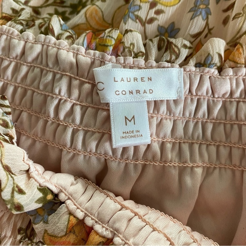 LC Lauren Conrad Soft Peachy Colored Floral Print Skirt Size M - Picture 6 of 10